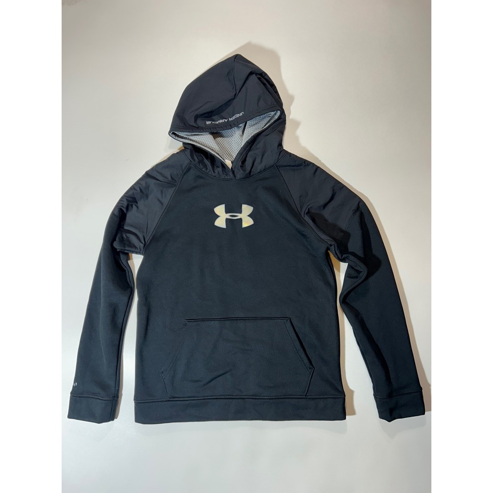 Under Armour Hoodie Boys XL Black Excellent Storm1 Loose Iridescent Logo